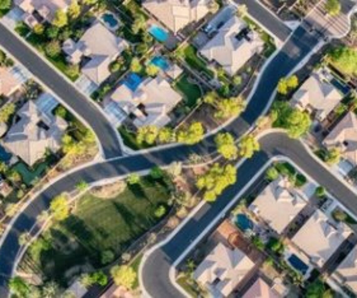 A bird's eye view of a residential community
