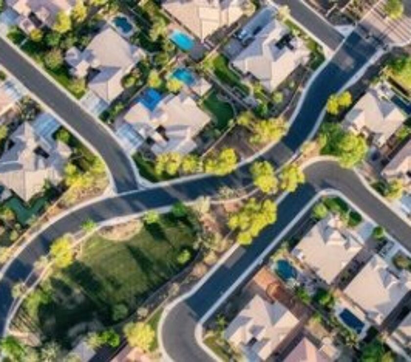 A bird's eye view of a residential community