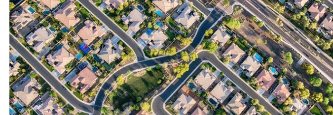 A bird's eye view of a residential community