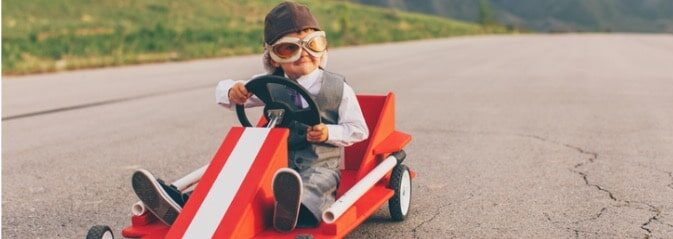 a child driving a car