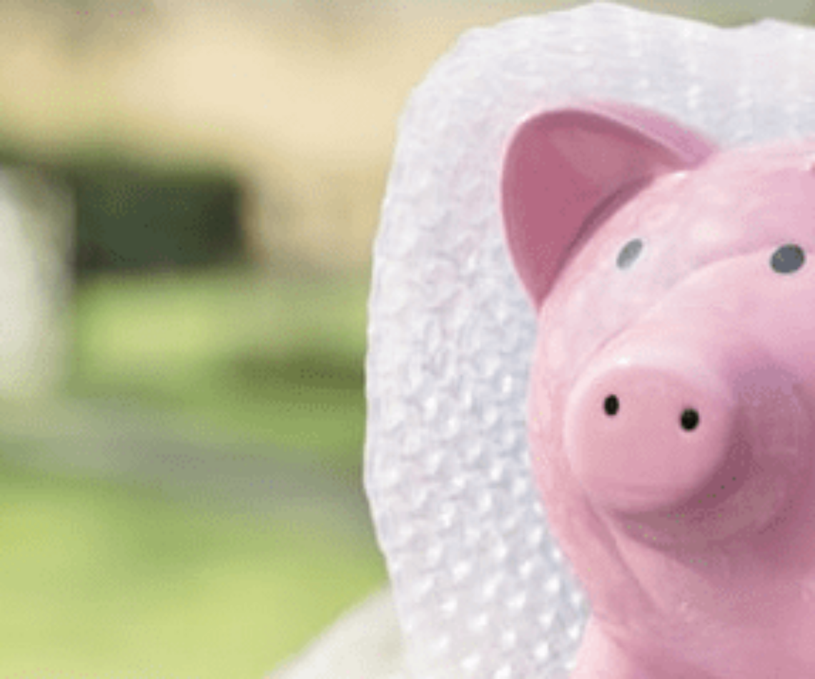 piggy bank in bubble wrap for businesses that do well in recession