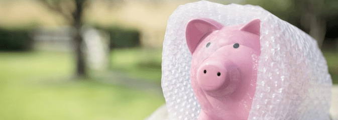 piggy bank in bubble wrap for businesses that do well in recession