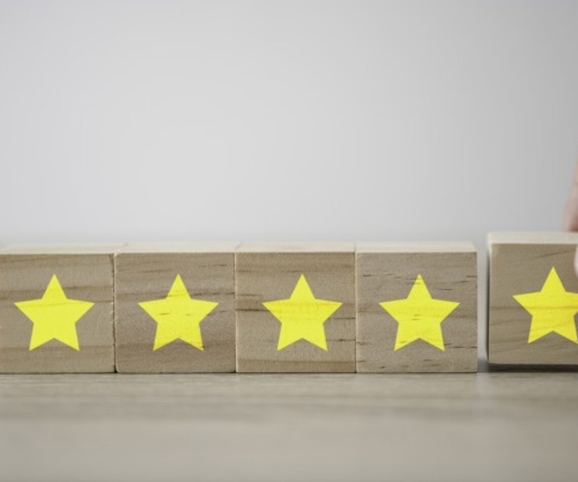 blocks representing a 5-star review