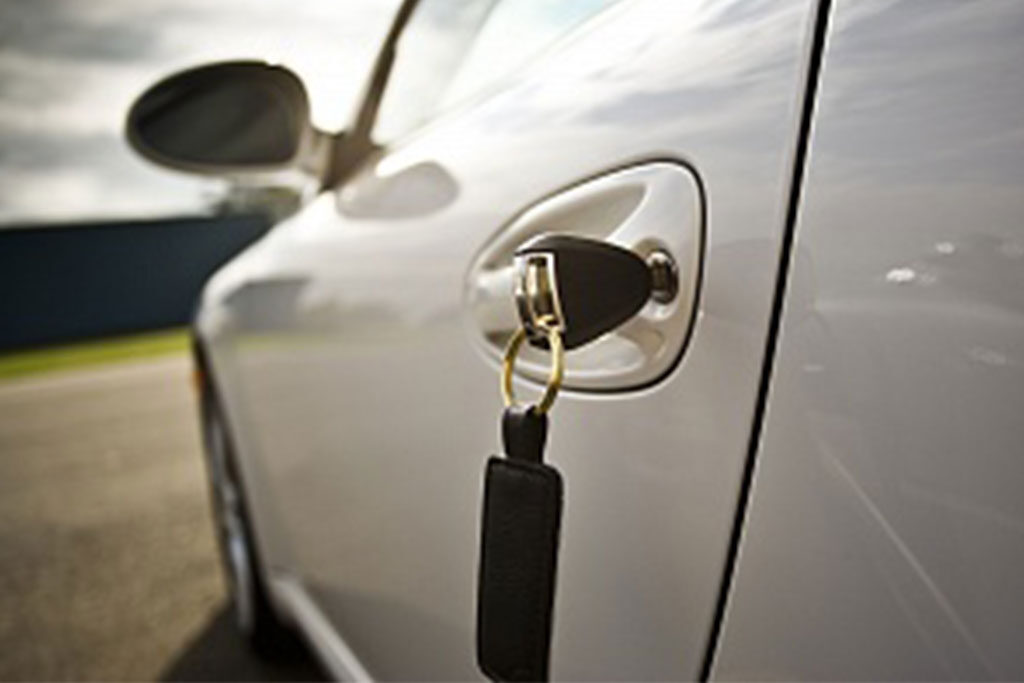 keys inserted to the car door