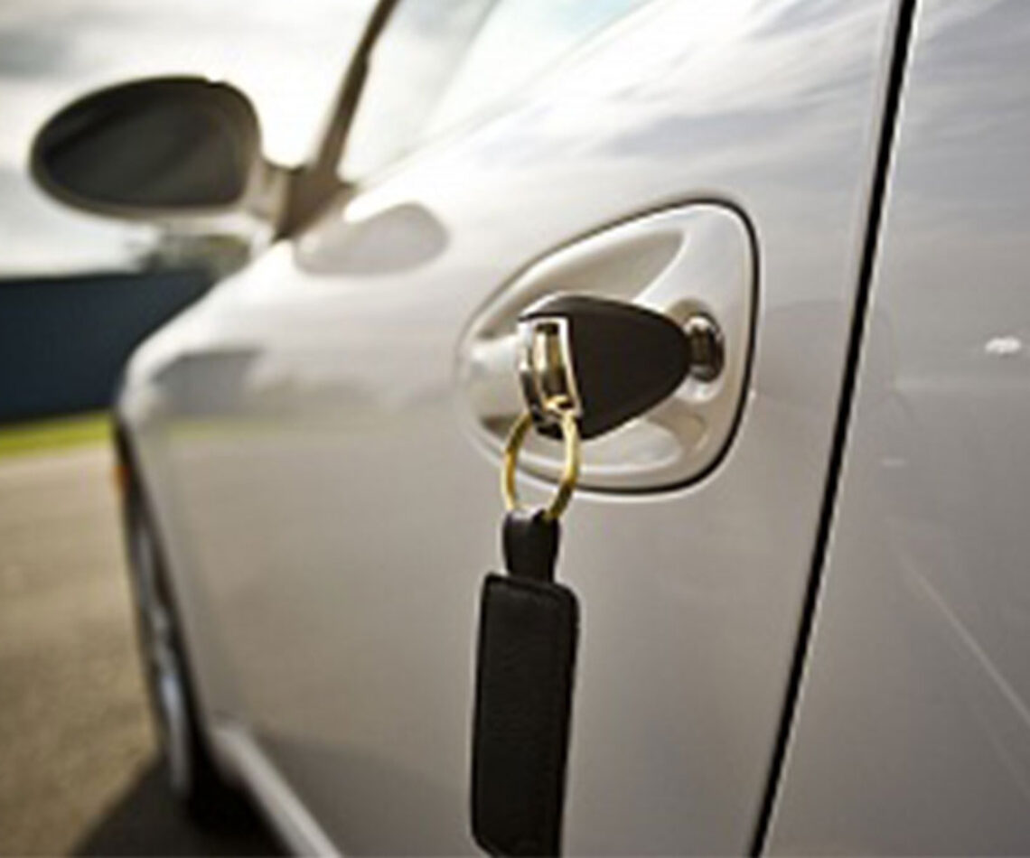 keys inserted to the car door