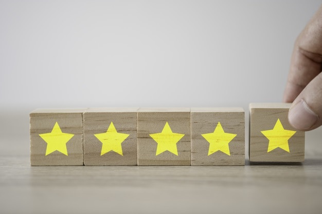 blocks representing a 5-star review
